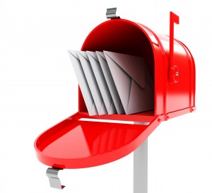 red mailbox with mails